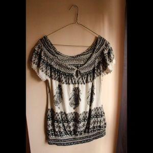 Lucky Brand Paisley Black and White Shirt